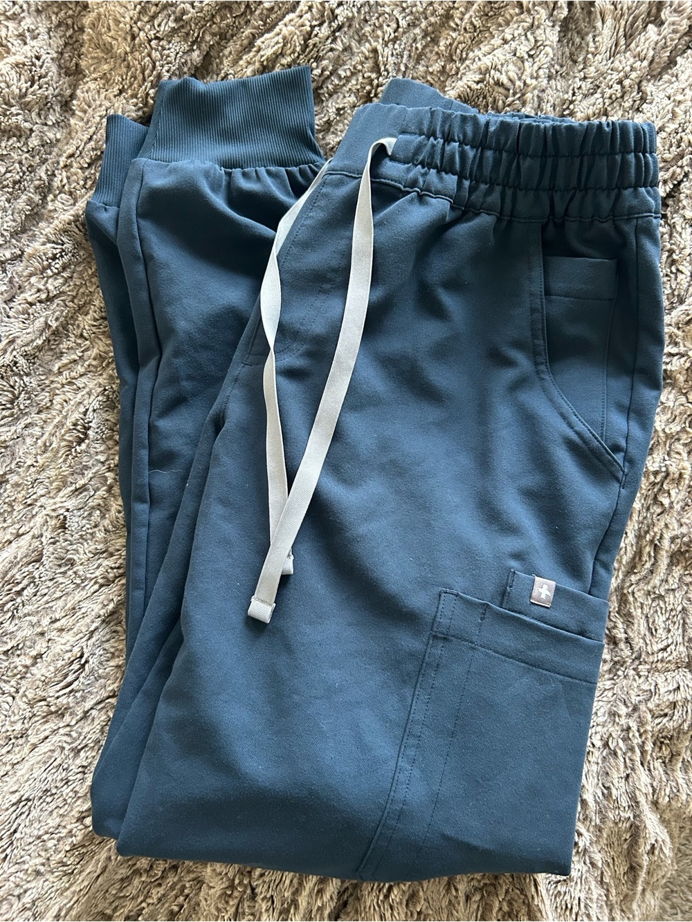 Figs Women's Teal Blue Drawstring Scrub Joggers